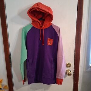 Teddy Fresh Pullover Colorblock  Embroidered Hoodie Sweatshirt EUC M